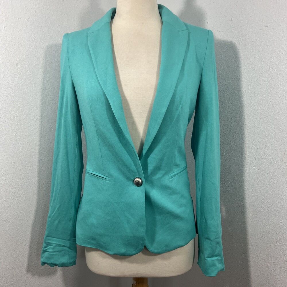 Zara Blazer Womens XS Turquoise Stretchy Office‎ siren Career Jacket